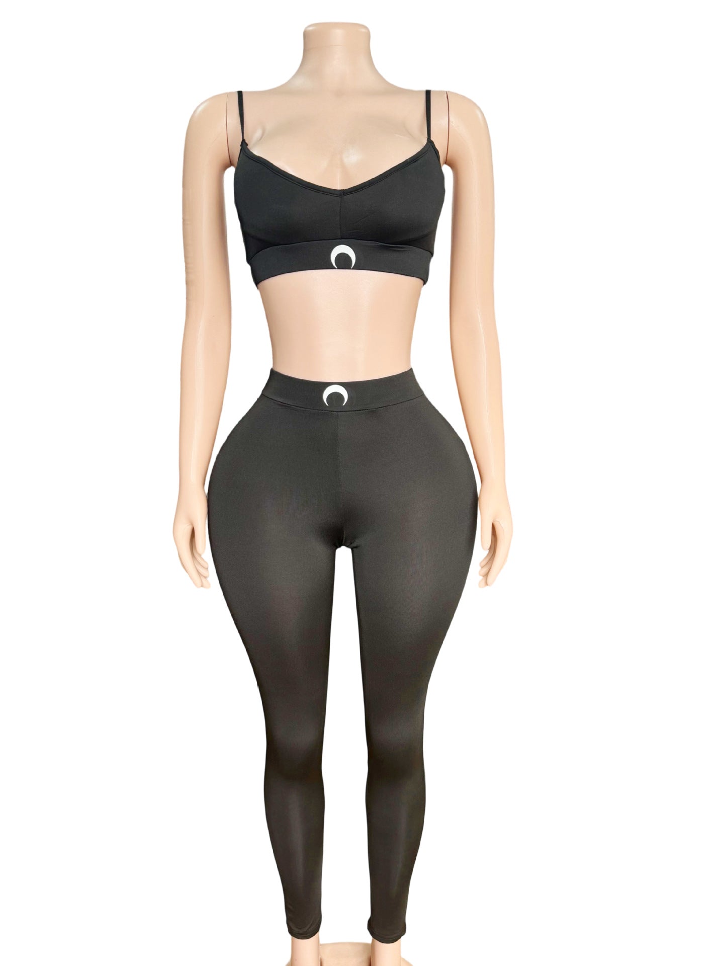 Moon Print Cami Crop Top High Waist Leggings 2 Piece Outfit Set