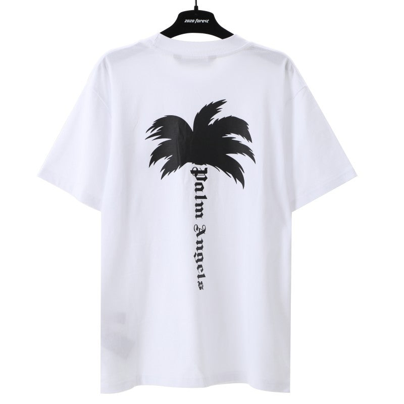 Palm Angels Graffiti Flame Palm Tree Graphic Oversized Tee Streetwear