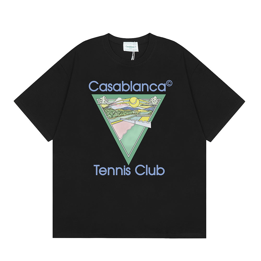 2026 New Casablanca Logo Print Loose Fit Unisex Short Sleeve T-Shirt