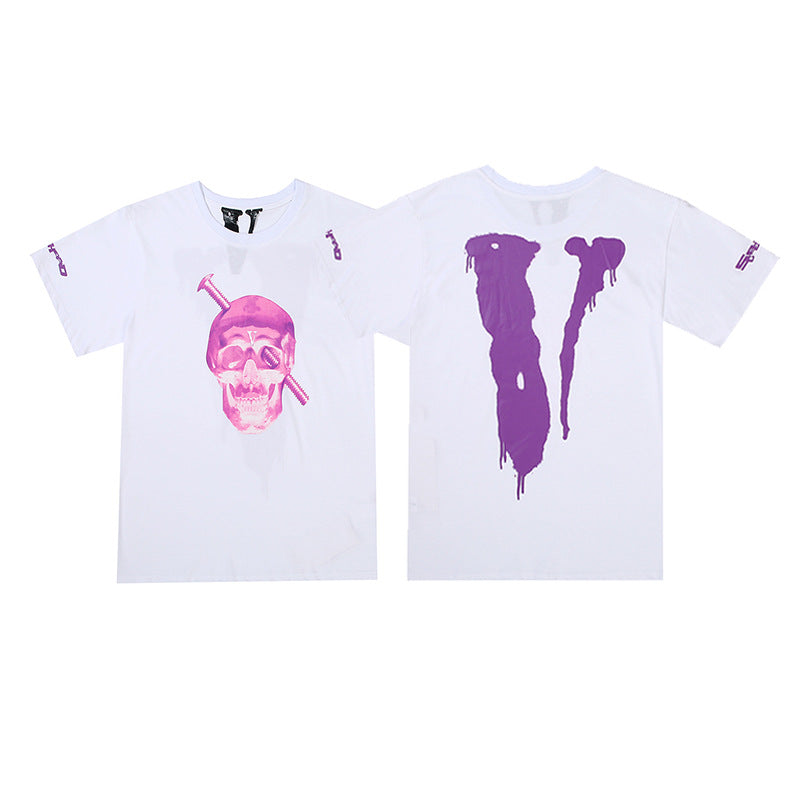 Vlone Big V Letter Graphic Print Short Sleeve Tee Streetwear Unisex