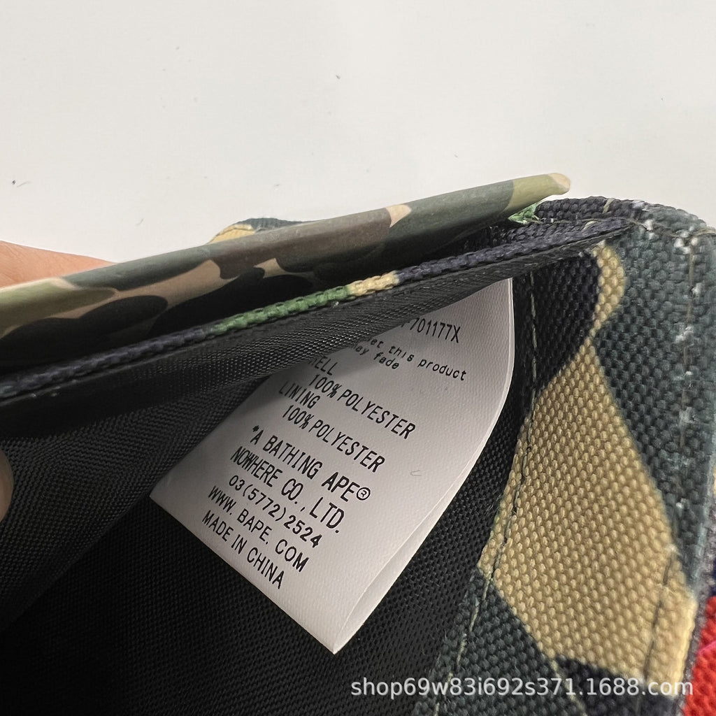 BAPE Camo Ape Head Bifold Wallet Mini Multi Color Canvas Card Holder