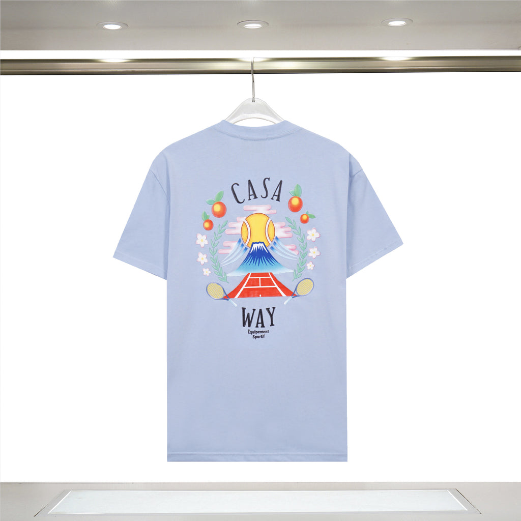 Casablanca Art Graphic Print Loose Unisex Short Sleeve T-Shirt