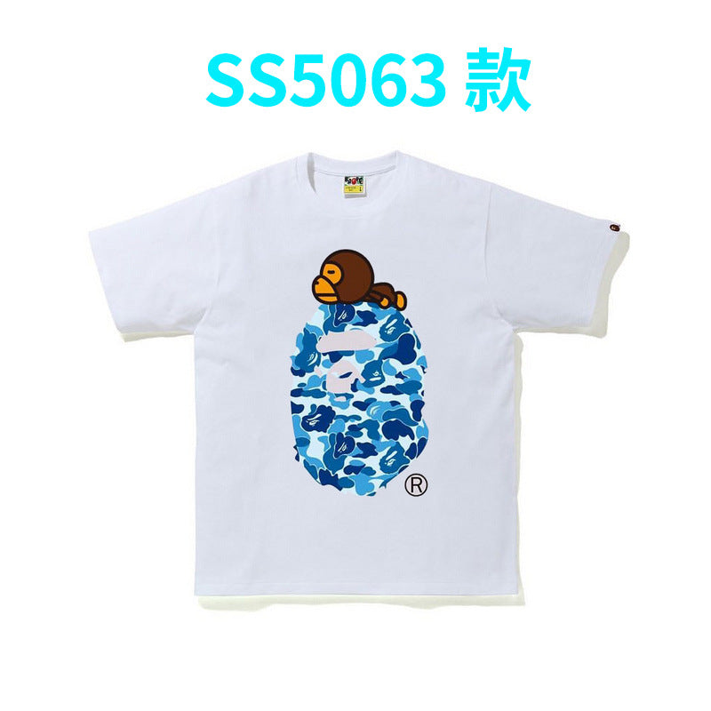 BAPE Shark Camo Graphic Tee Loose Unisex Streetwear T-Shirt