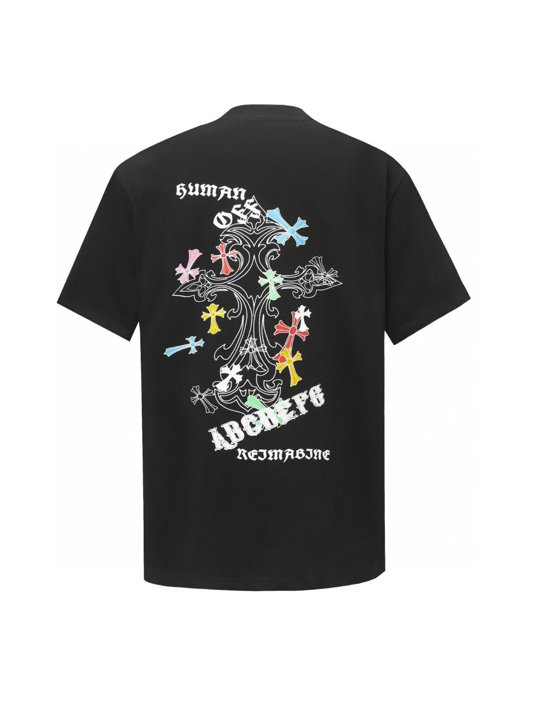 Chrome Hearts Color Sanskrit Cross Print Short Tee Unisex Y2K
