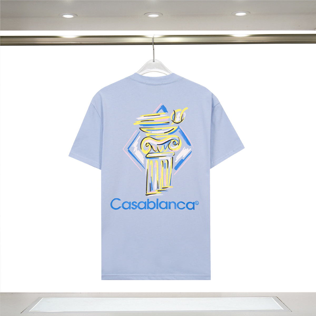 Casablanca Art Graphic Print Loose Unisex Short Sleeve T-Shirt