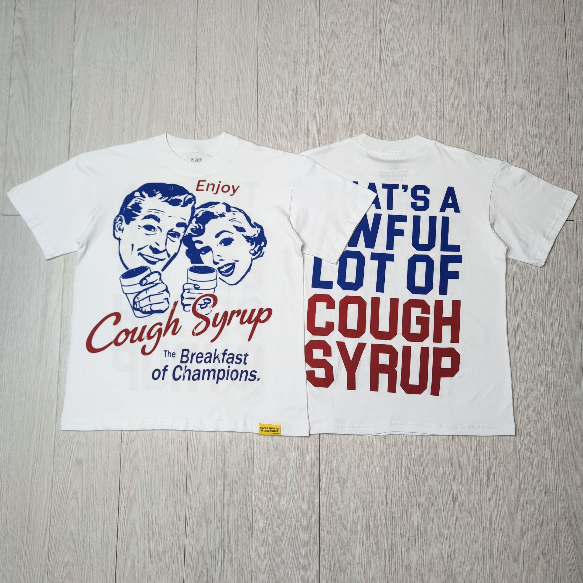 ALOCS Cough Syrup Letter Graphic Short Sleeve Tee Streetwear Unisex