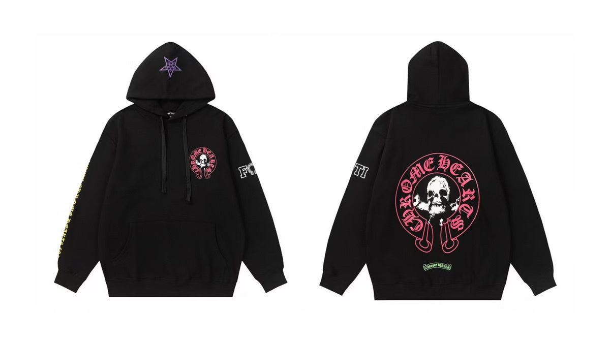 Chrome Hearts Gothic Graphic Print Pullover Hoodie Streetwear Unisex