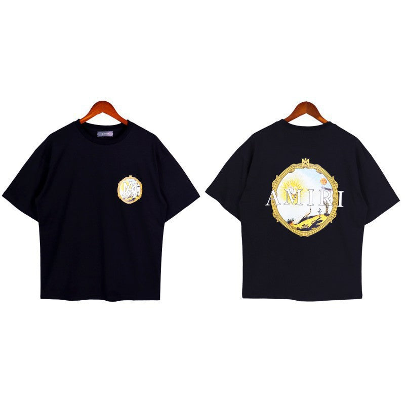 Amiri Multi‑Pattern Letter Graphic Oversized Tee Streetwear Unisex