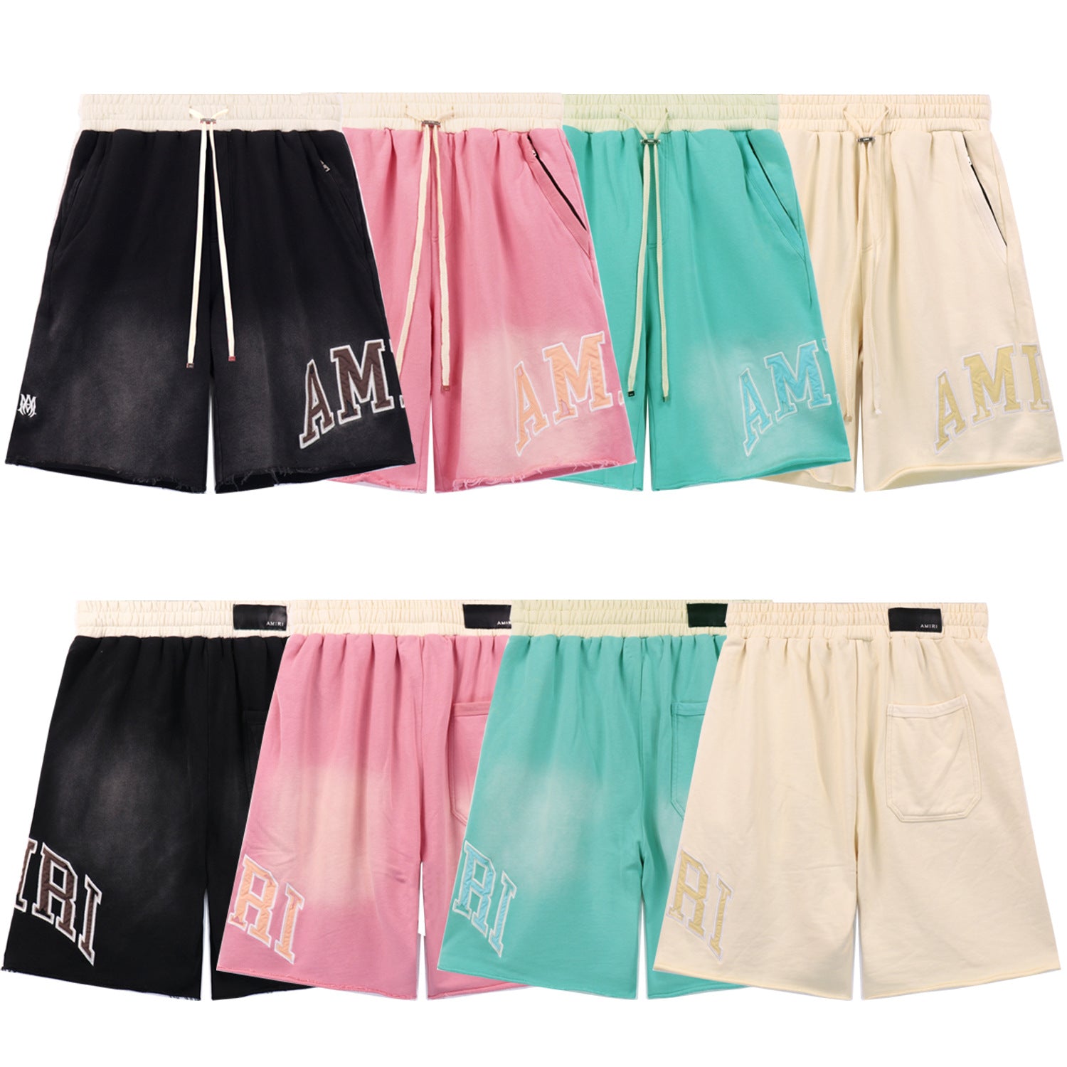 Amiri Gradient Letter Patch Loose Casual Shorts Unisex