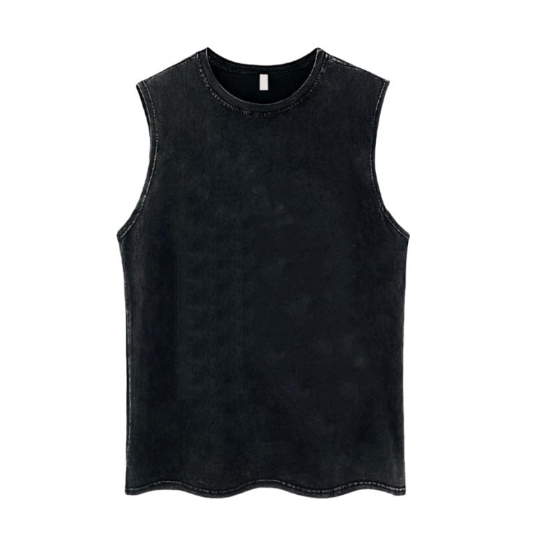 Vintage Washed Ripped Cotton Tank Mens Loose Sleeveless Tee