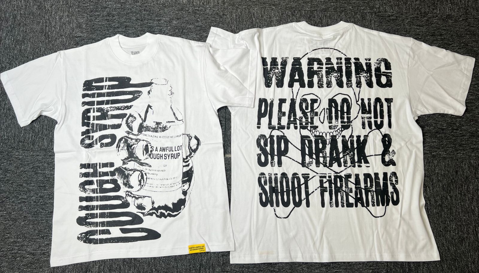 ALOCS Cough Syrup Letter Graphic Short Sleeve Tee Streetwear Unisex