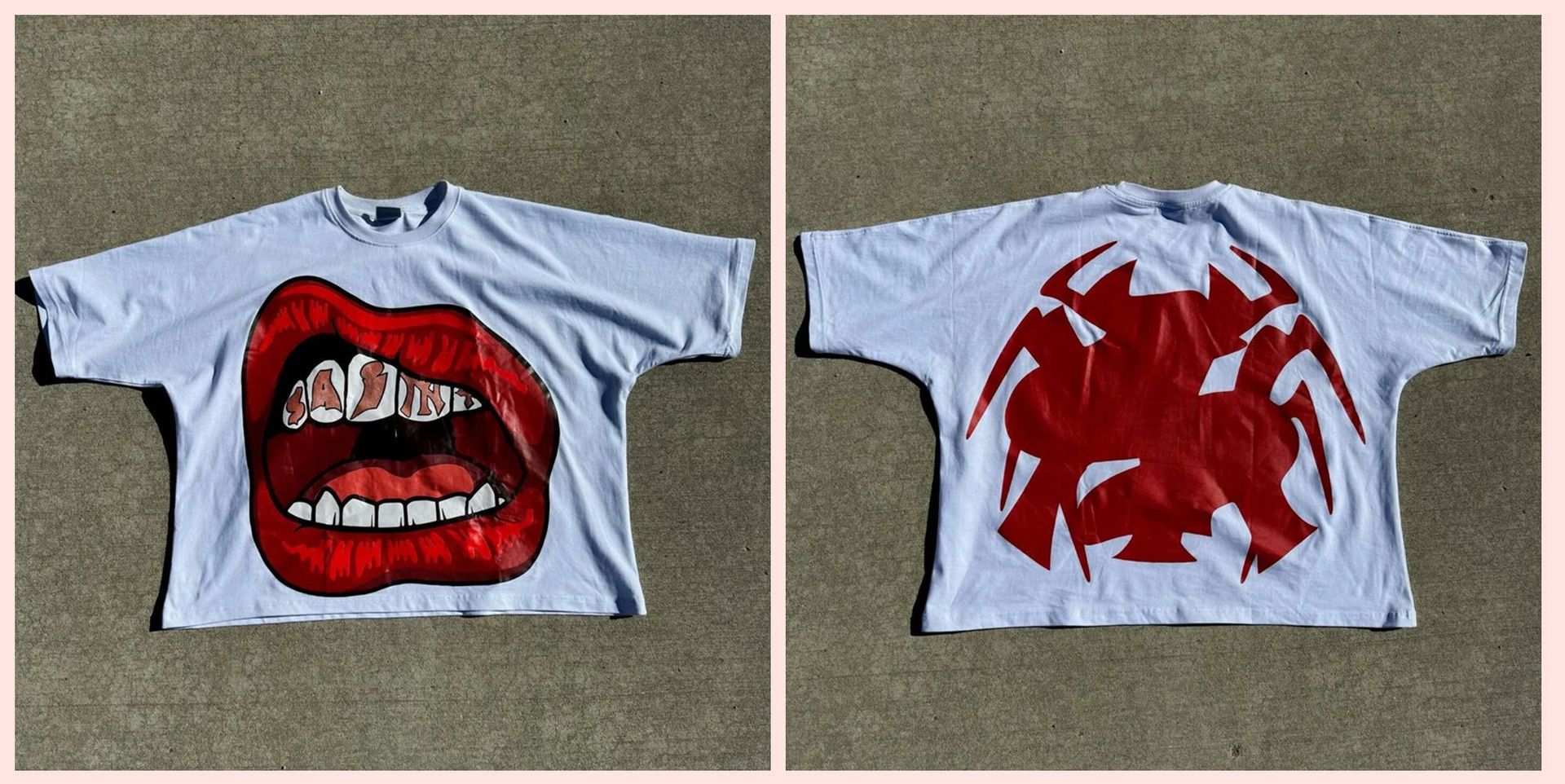 Marino Infantry Style Y2K Big Mouth Rap Portrait Übergroßes Vintage Baumwoll-T-Shirt