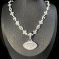 Iced Evil Eye Cross Pendant Hip Hop Chain Necklace