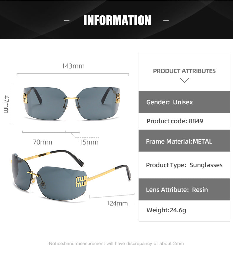 Miu Miu MU 54YS Runway Y2K Rectangle Rimless Womens Sunglasses