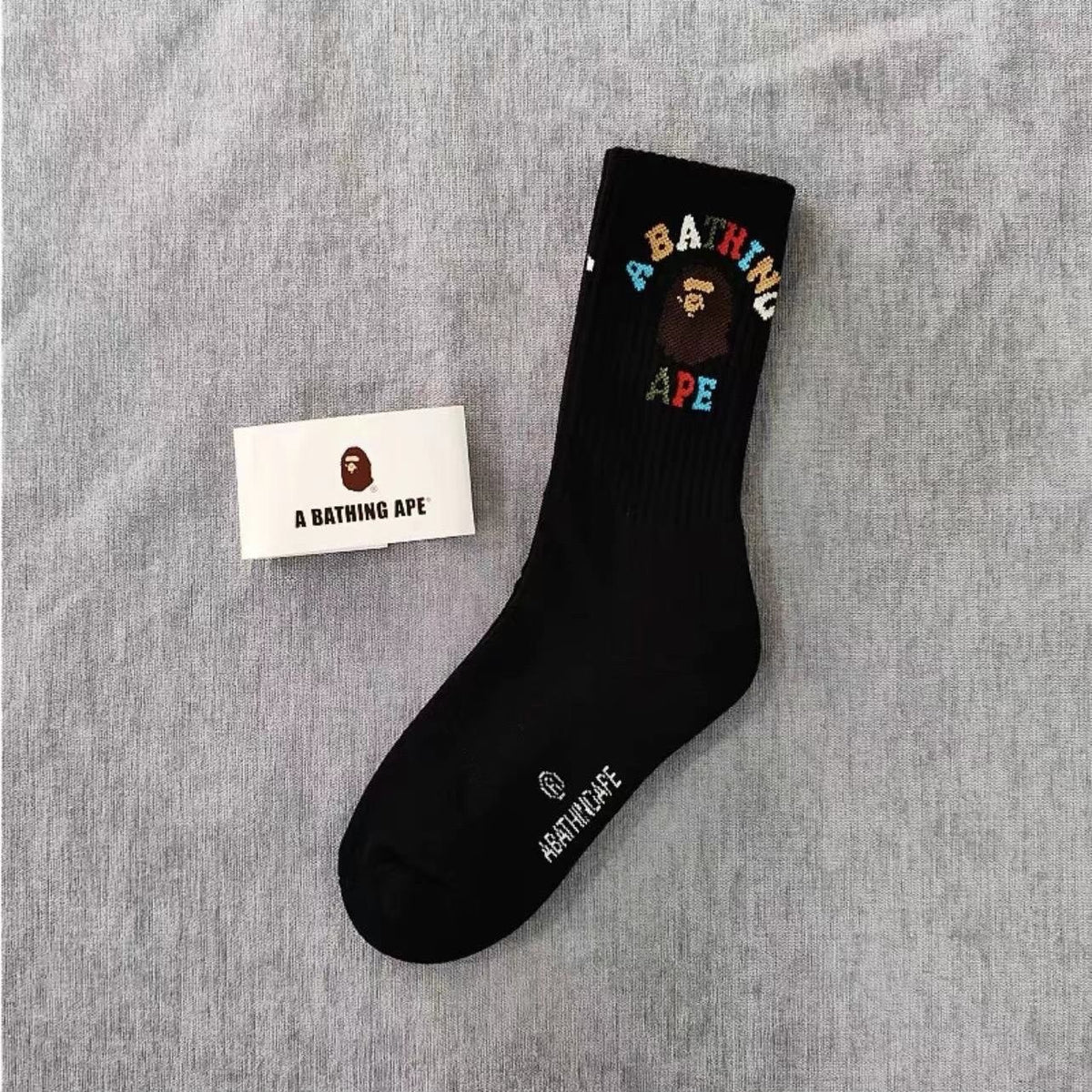 BAPE Ape Head Ribbed Crew Socks Multi Graphic Prints
