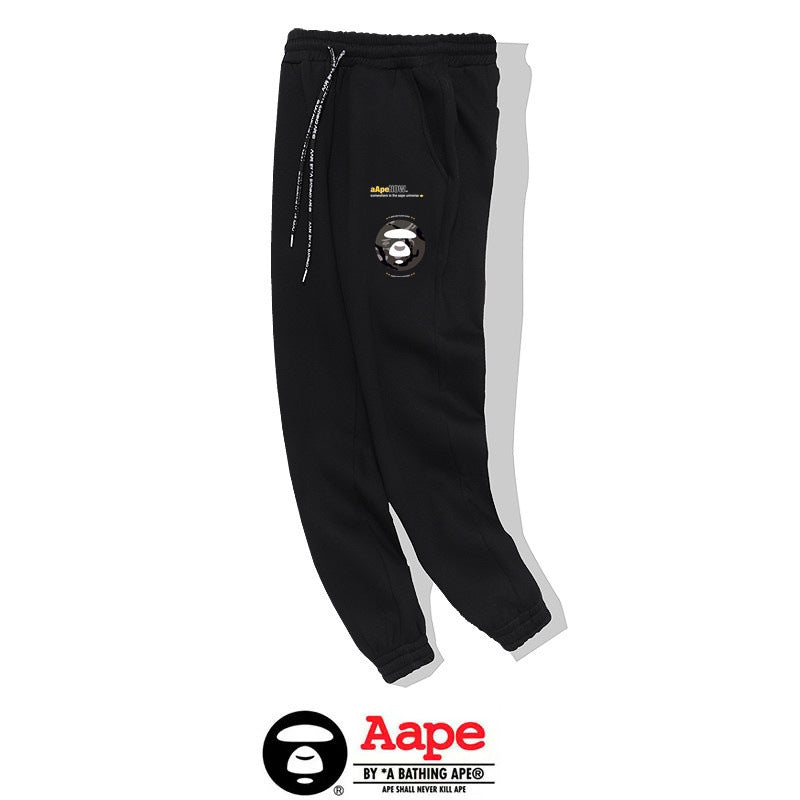 BAPE Aape Ape Face Universe Print Cuffed Jogger Sweatpants Unisex