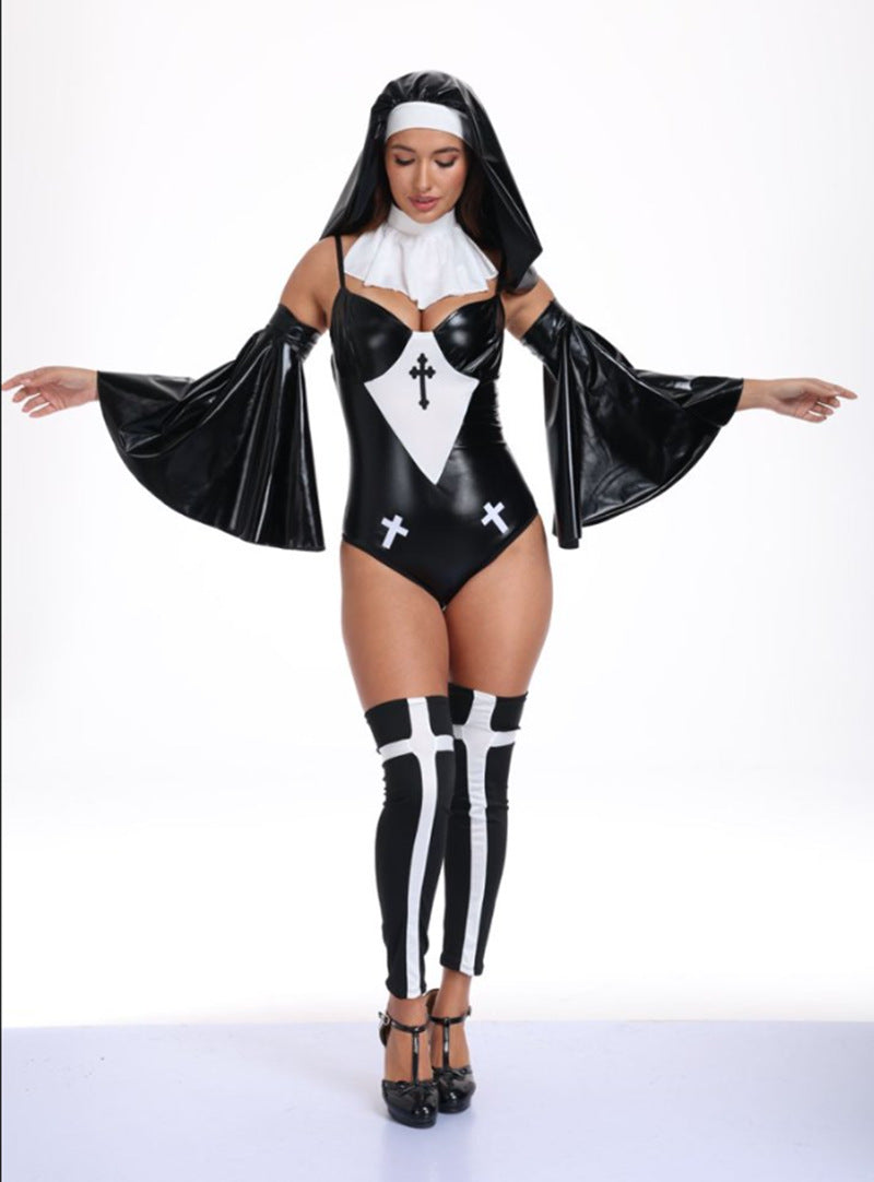 Halloween Women Sexy Nun Cosplay Devil Vampire Party Fancy Dress Sets