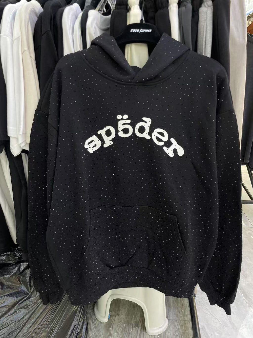Sp5der Foam Print Spider Web Hoodie Sweatshirt Jogger Pants Set