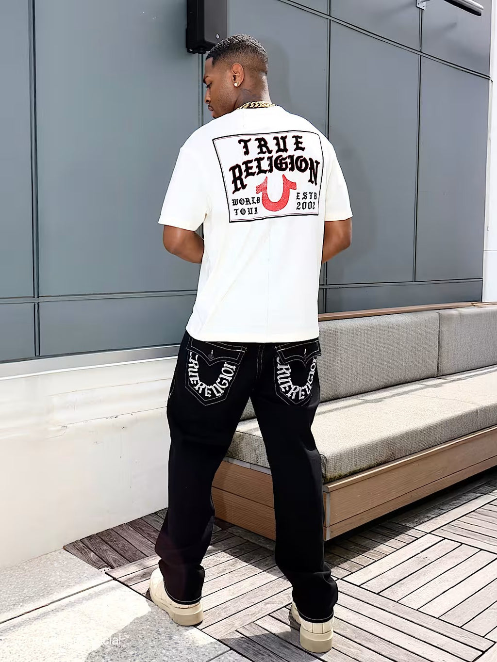 True Religion Letter Embroidery Bobby Baggy Jeans Men Y2K
