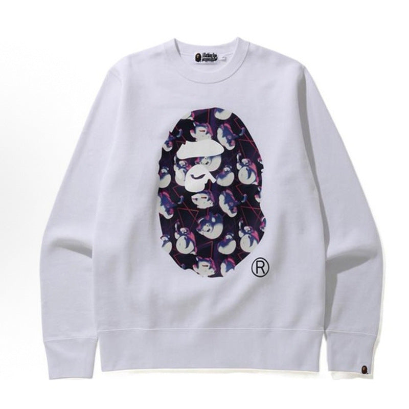 Bape Camo Ape Head Graphic Washed Oversized Crewneck Streetwear