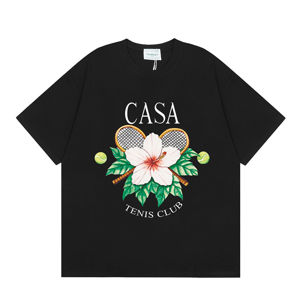 Casablanca Multi‑Print Tennis Floral Graphic Oversized Tee Streetwear