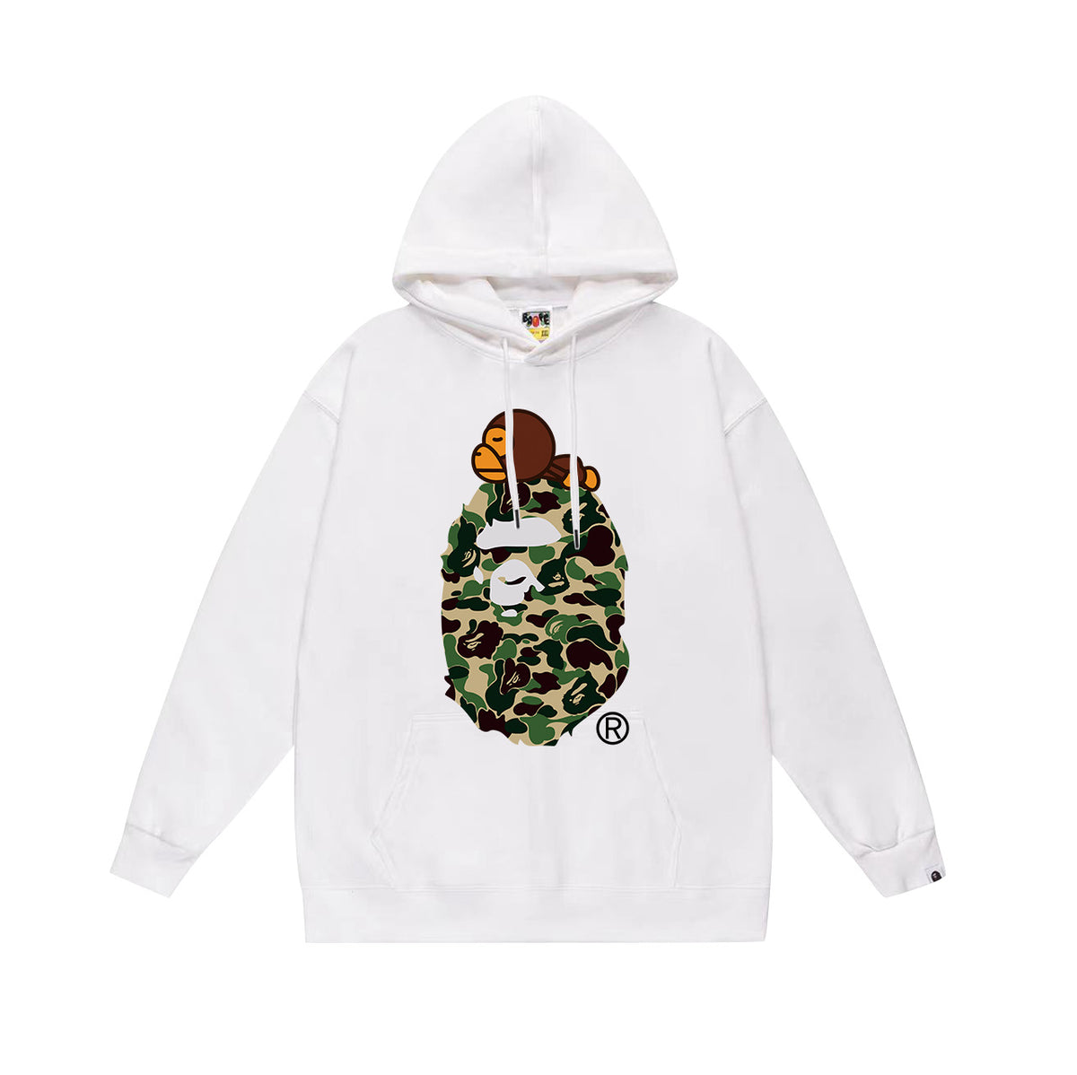 Bape Camo Ape Head Graphic Vintage Washed Oversized Hoodie Streetwear
