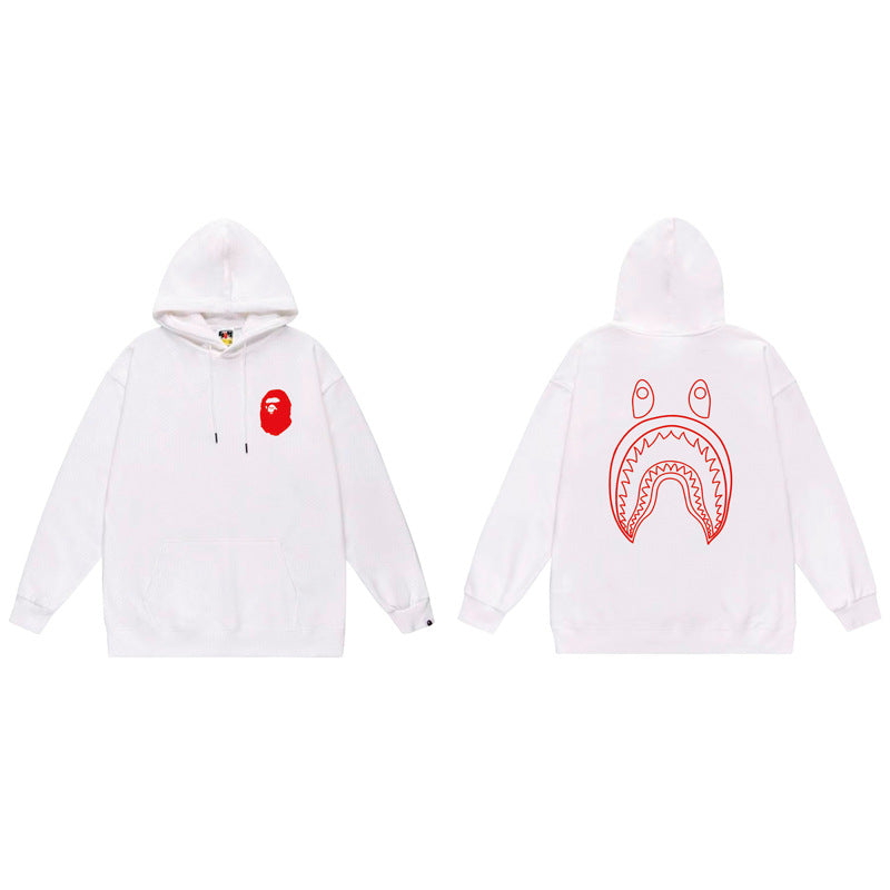 BAPE x Stussy Shark Graphic Hoodie Street Cotton Pullover Sweatshirt