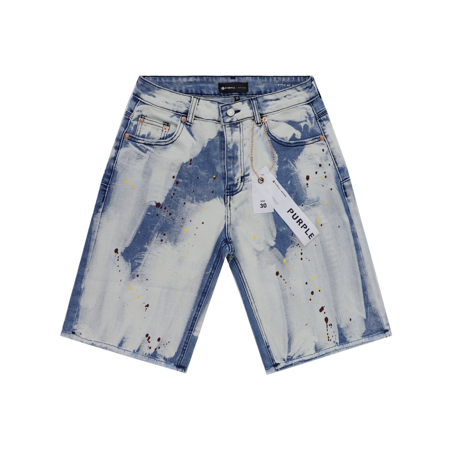 Purple Brand Brush Paint Distressed Denim Shorts Unisex