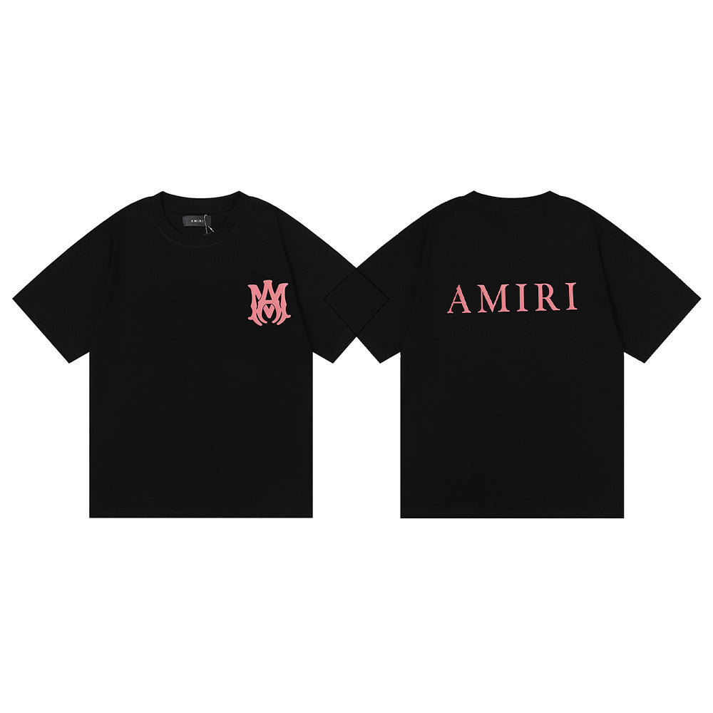 Amiri Rose Skull Letter Graphic Short Sleeve Tee Streetwear Unisex