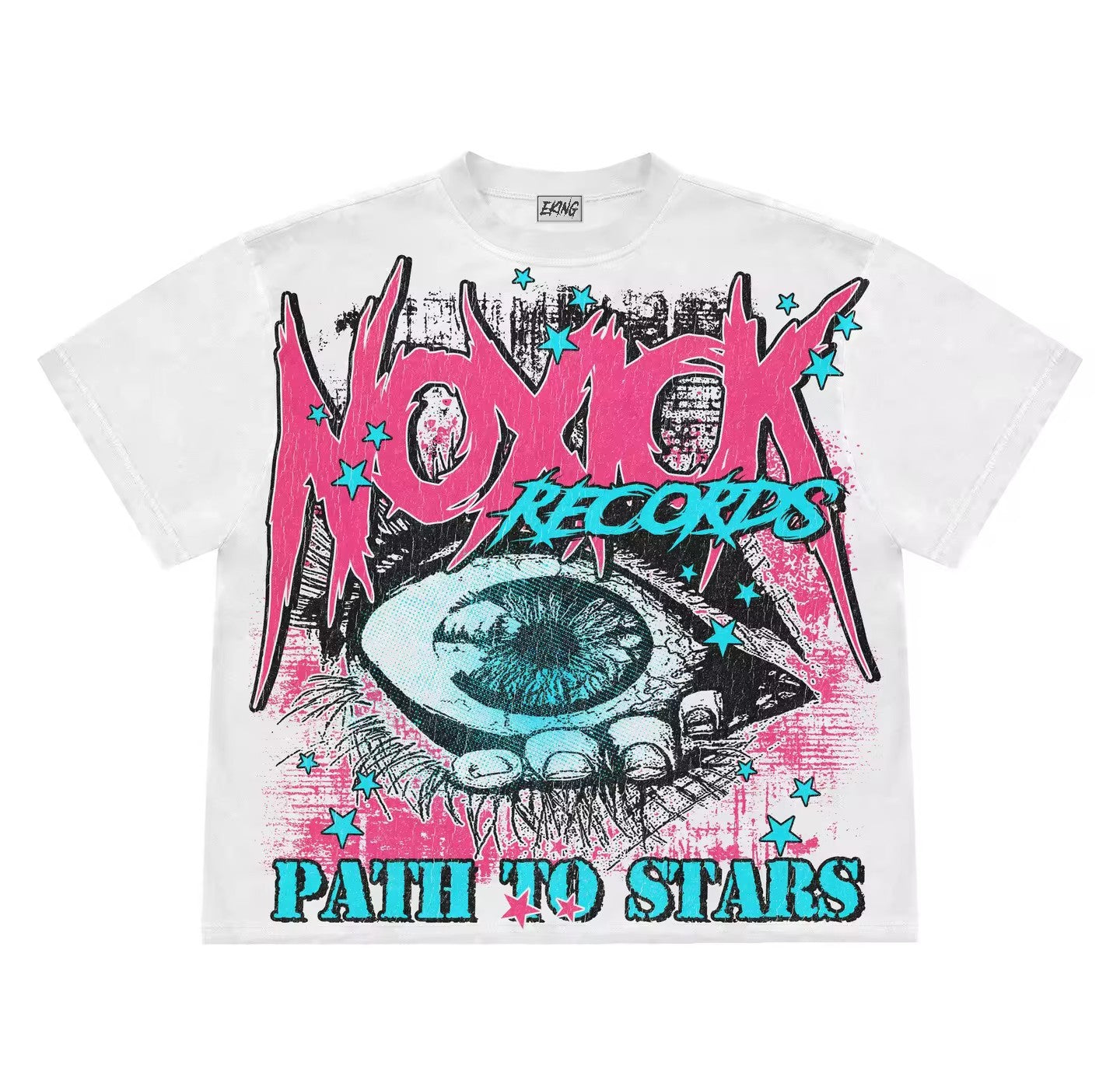 Noxick Studios Y2K Retro Porträt Oversized Vintage Baumwoll-T-Shirt