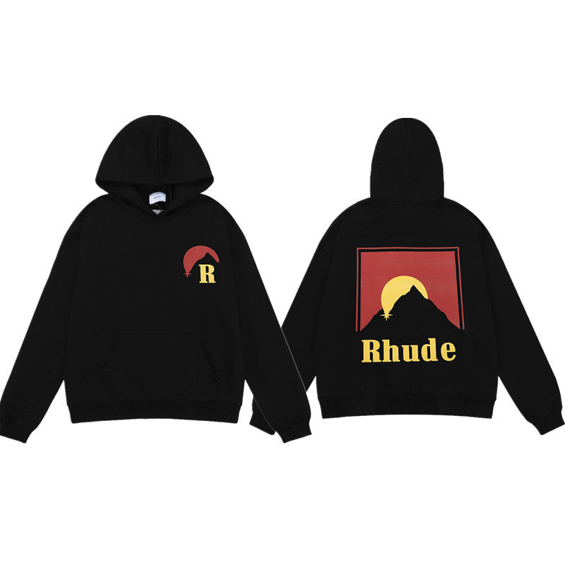 Rhude Cartoon Letter Hoodie Streetwear Cotton Pullover Sweatshirt