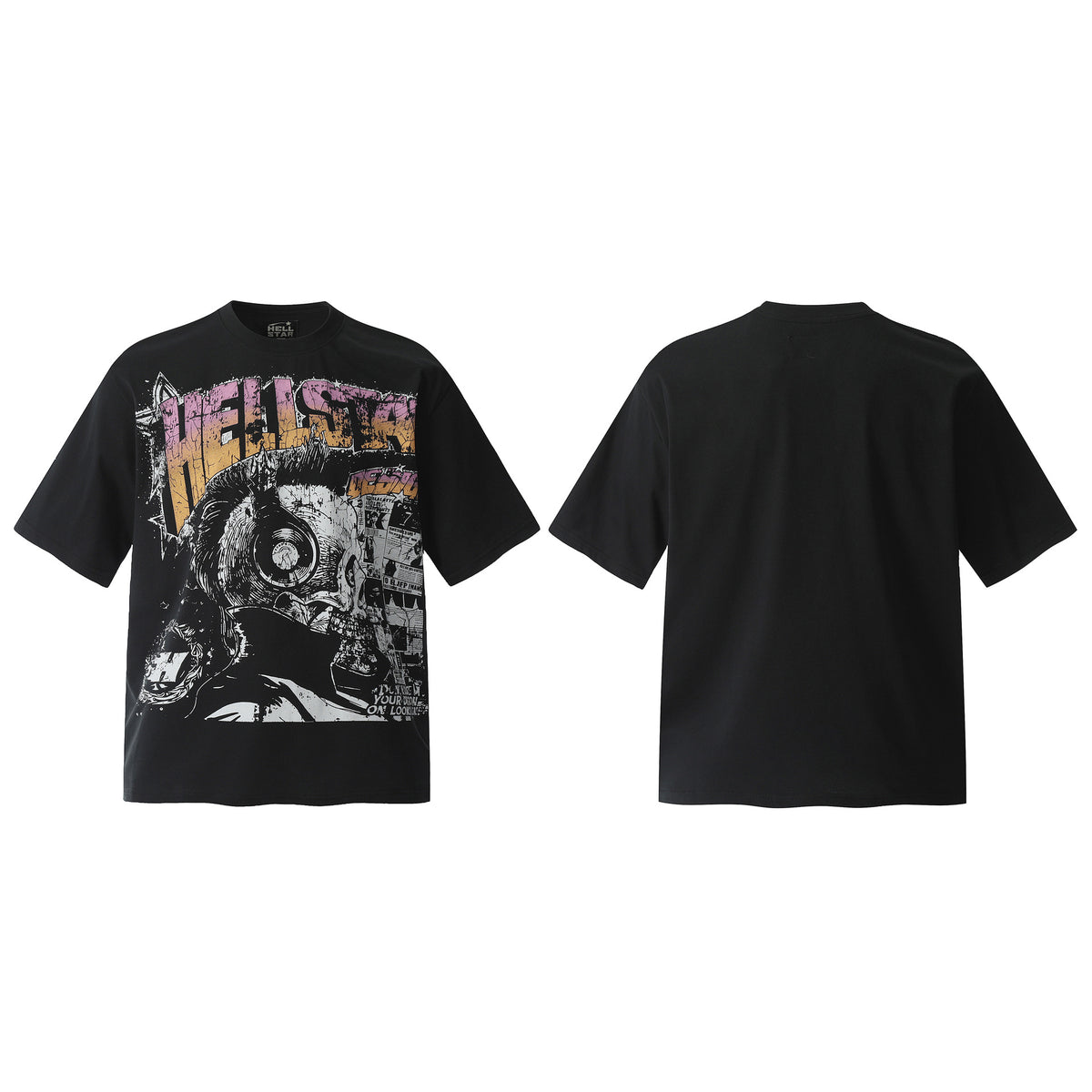 Hellstar Multi‑Graphic Vintage Washed Oversized Tee Streetwear