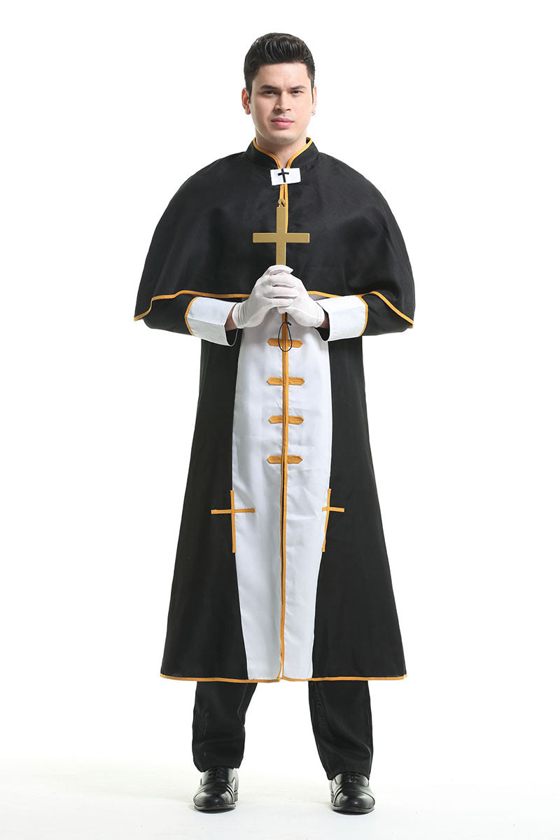 Halloween Men Priest Father Cosplay Religious Robe Carnival Party Sets