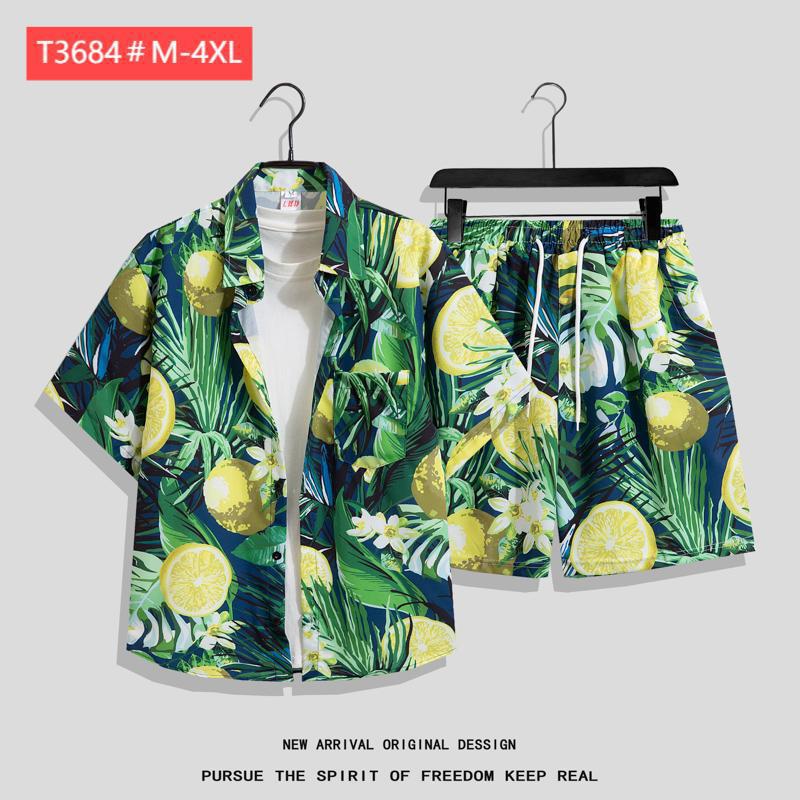 Couple Hawaiian Floral Set Loose 5 Inch Shorts T3664-T3699