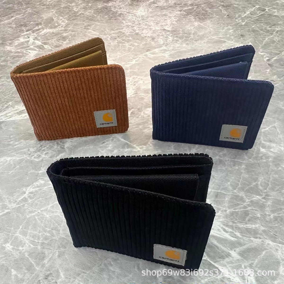 Carhartt Patch Logo Bifold Wallet Canvas Corduroy Paisley Card Holder