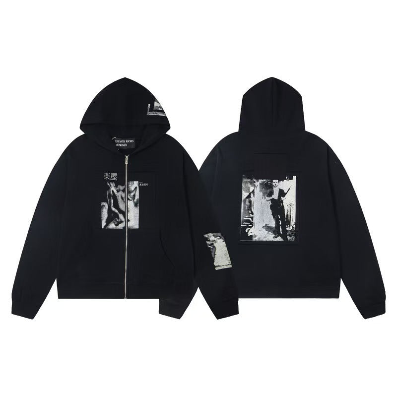 ERD Distressed Washed Vintage Full Zip Hoodie Jacket Unisex