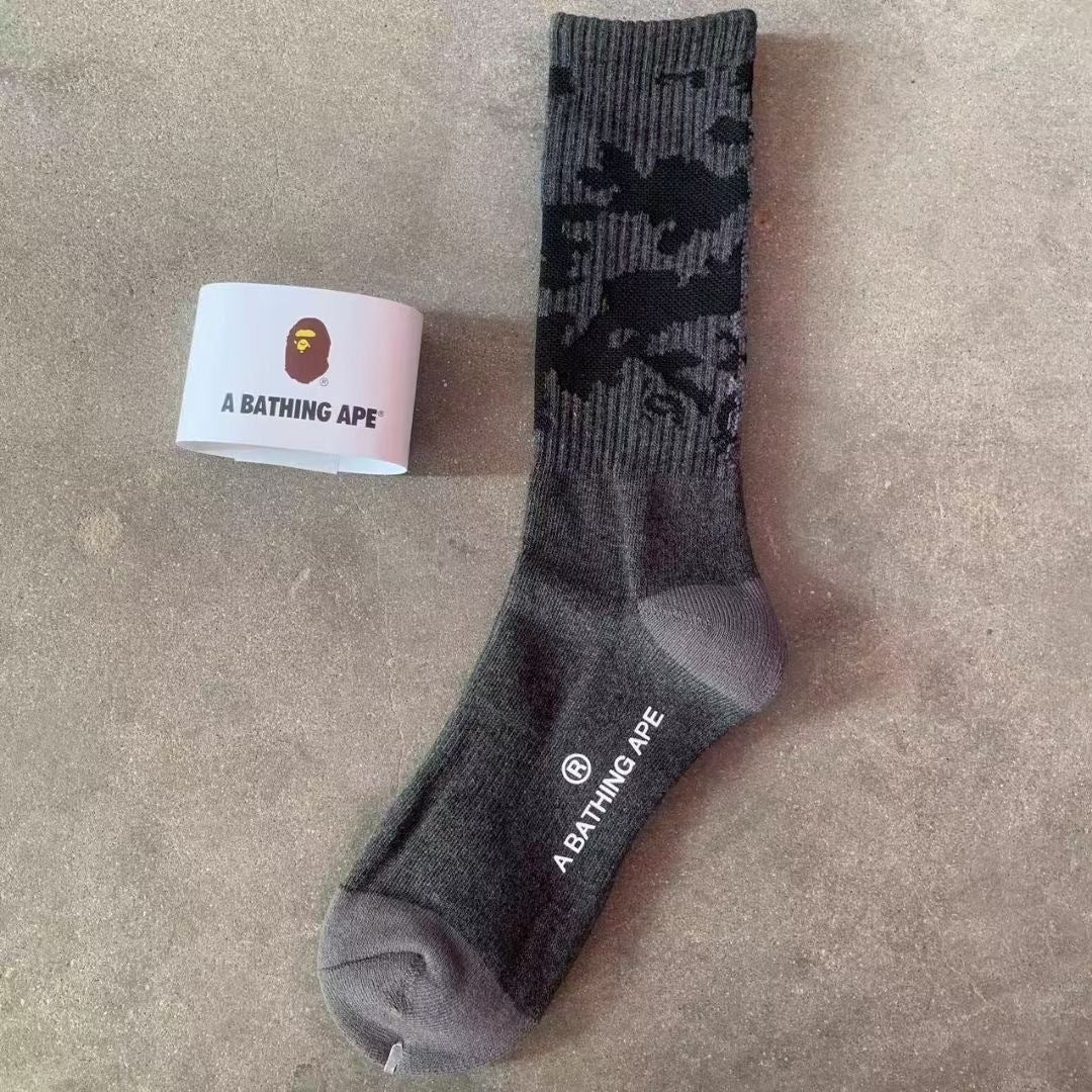 BAPE Ape Head Ribbed Crew Socks Multi Graphic Prints