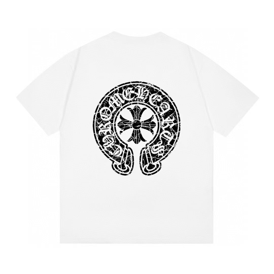 Chrome Hearts Color Sanskrit Cross Print Short Tee Unisex Y2K