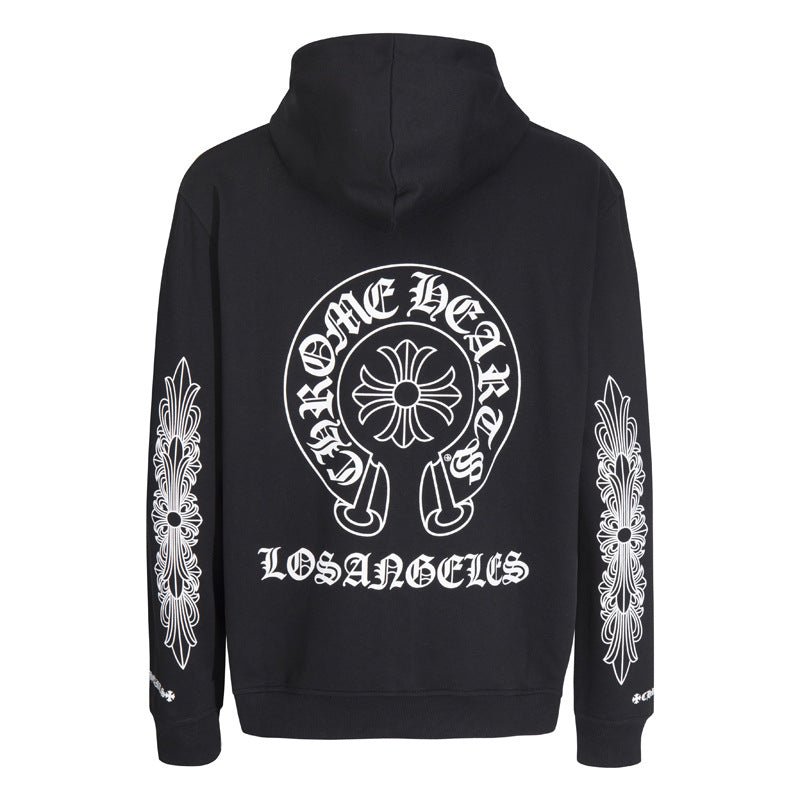 Chrome Hearts Horseshoe Cross Zip Hoodie Floral Sleeve Street Jacket