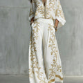 Boho Floral Wide Leg Beach Two Piece Pant Set