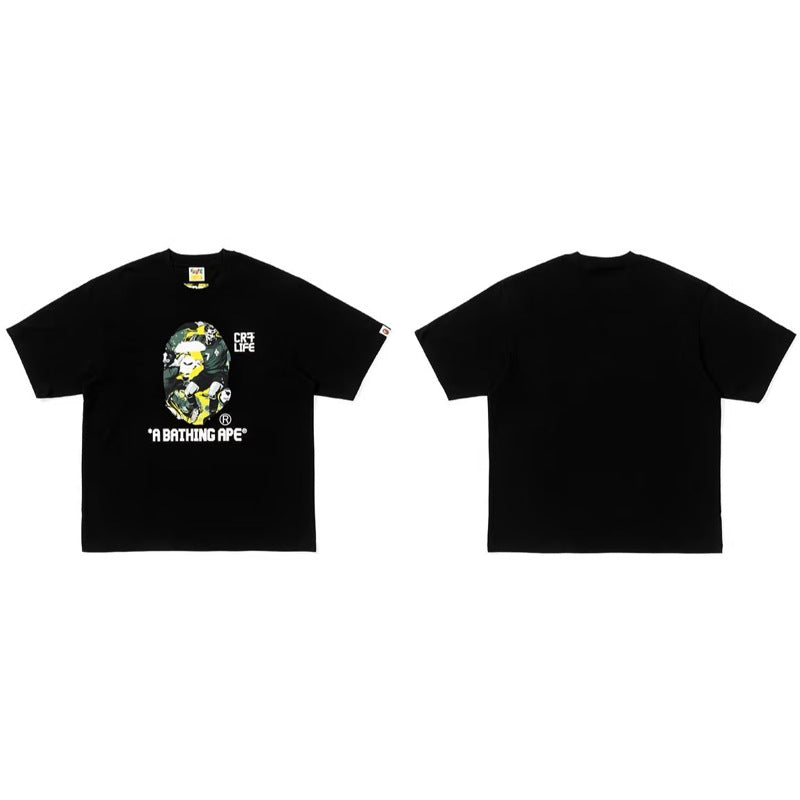 BAPE Ape Head Cartoon Print Loose Unisex Short Sleeve T-Shirt