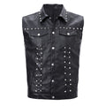 Rivet Biker Punk Faux Leather Vest Unisex Sleeveless Waistcoat