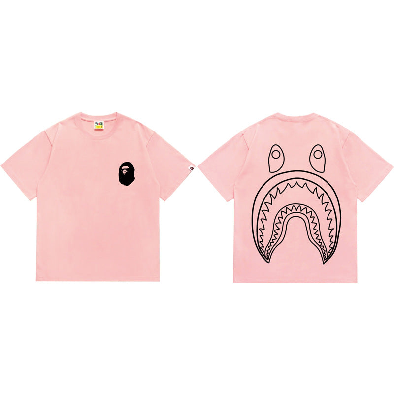 BAPE Ape Head Shark Print Loose Casual Unisex T-Shirt