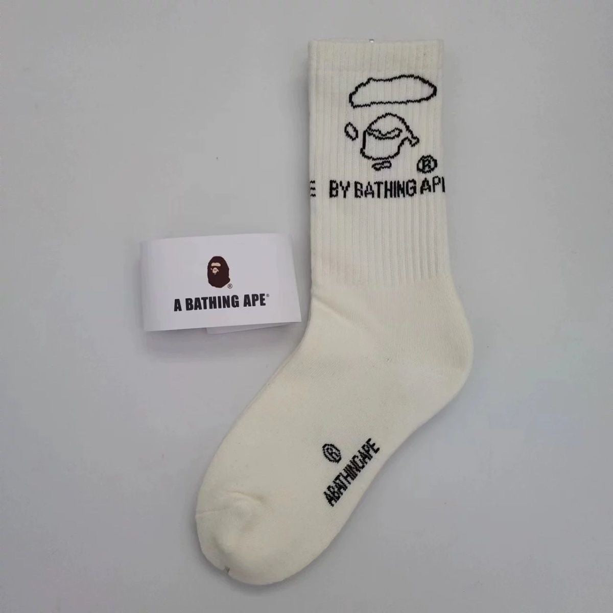 BAPE Ape Head Ribbed Crew Socks Multi Graphic Prints