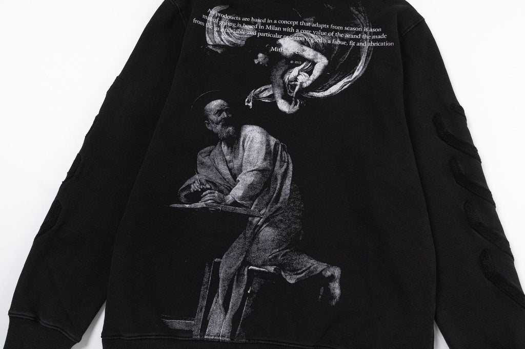 Off-White B&W Figure Painting Graphic Hoodie