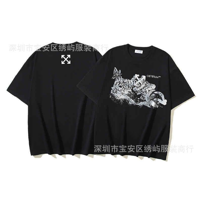 Figure Arrow Graphic Print Streetwear Crew Neck Short Sleeve T Shirt