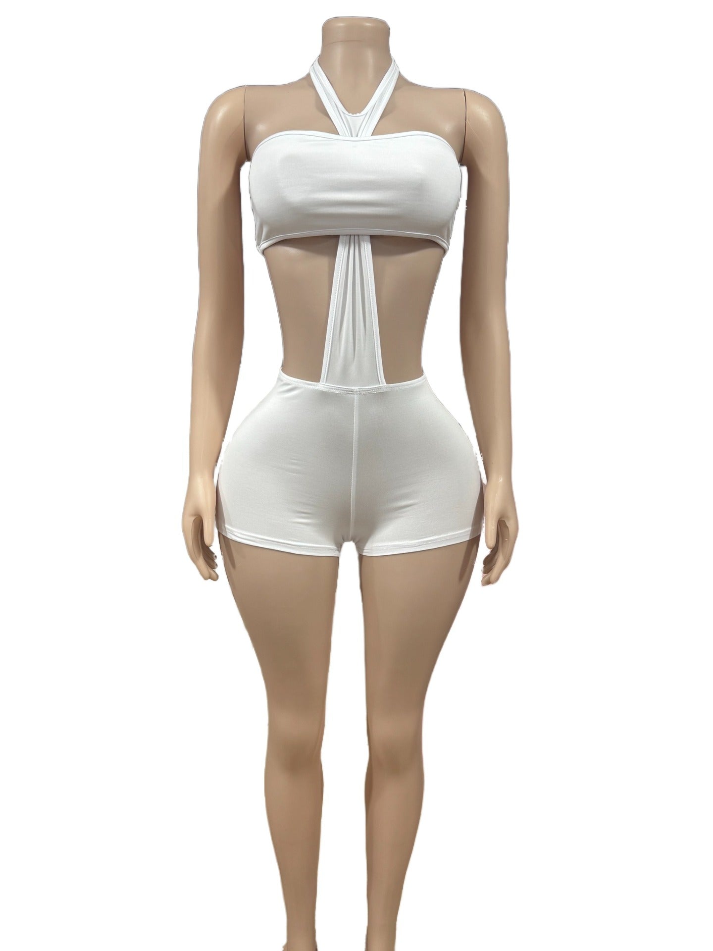 NiiHAi Halter Cutout Bodycon Crop Top Shorts 2 Piece Set Women