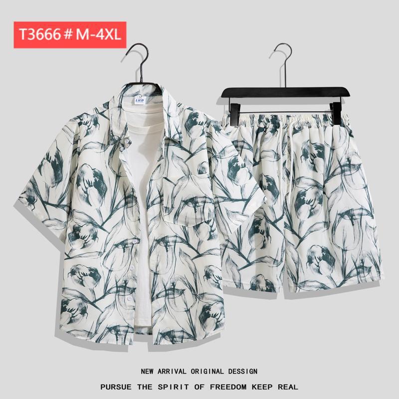 Couple Hawaiian Floral Set Loose 5 Inch Shorts T3664-T3699