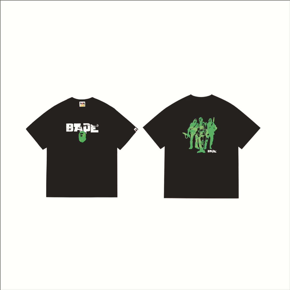 Bape Multi‑Ape‑Head Graphic Oversized Tee Streetwear Unisex