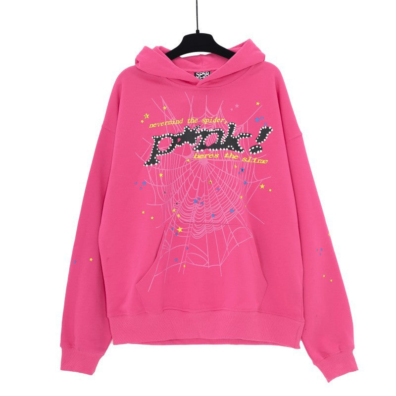 Sp5der Foam Print Spider Web Hoodie Sweatshirt Jogger Pants Set